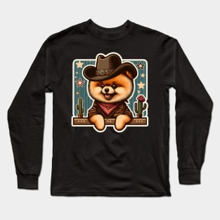 Pomeranian Cowboy Long Sleeve T-Shirt